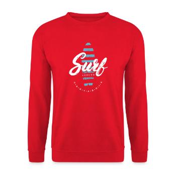 Surf Loredo Strandlogo Streifen - Unisex Pullover - Rot - Vorne - Alina (178cm) & Michal (187cm)