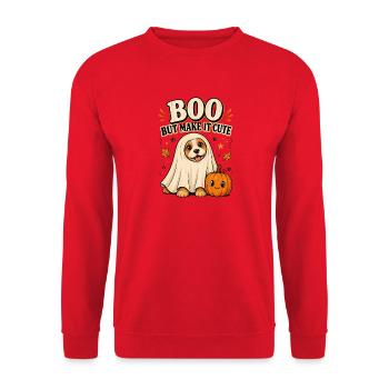 Buh, aber mach es süß, Geisterhund Halloween - Unisex Pullover - Rot - Vorne - Alina (178cm) & Michal (187cm)