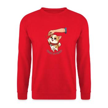Corgi Biscuit Cheer Niedliches Hundedesign - Unisex Pullover - Rot - Vorne - Alina (178cm) & Michal (187cm)