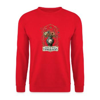 Bestehend aus vielen Comebacks - Unisex Pullover - Rot - Vorne - Alina (178cm) & Michal (187cm)