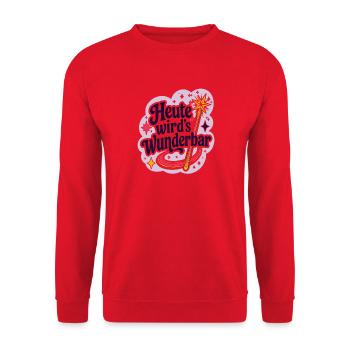 Heute wird's Wunderbar  - Unisex Pullover - Rot - Vorne - Alina (178cm) & Michal (187cm)