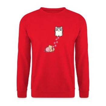 Kätzchen - Unisex Pullover - Rot - Vorne - Alina (178cm) & Michal (187cm)