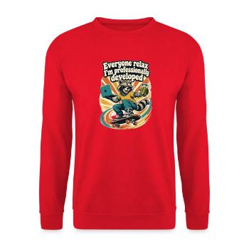 Alle entspannt euch, ich bin beruflich entwickelt - Unisex Pullover - Rot - Vorne - Alina (178cm) & Michal (187cm)
