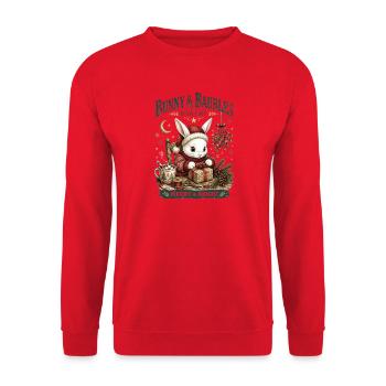 Bunny & Bubbles Weihnachtsbäckerei - Unisex Pullover - Rot - Vorne - Alina (178cm) & Michal (187cm)