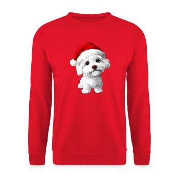 Weihnachten Hunde - Unisex Pullover - Rot - Vorne - Alina (178cm) & Michal (187cm)