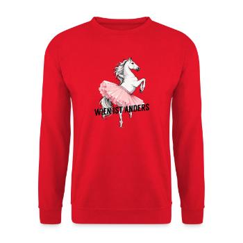 Wien ist anders – Lipizzaner im Tutu - Unisex Pullover - Rot - Vorne - Alina (178cm) & Michal (187cm)