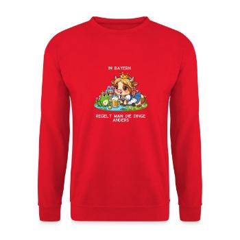 Kuh Prinzessin Bayern Froschkönig Märchen Chibi - Unisex Pullover - Rot - Vorne - Alina (178cm) & Michal (187cm)