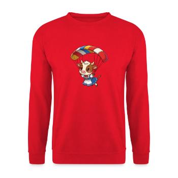 Gleitschirm Flug in bayern Tracht Paraglider - Unisex Pullover - Rot - Vorne - Alina (178cm) & Michal (187cm)