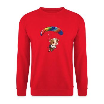 Kuh Paragleiter  - Unisex Pullover - Rot - Vorne - Alina (178cm) & Michal (187cm)