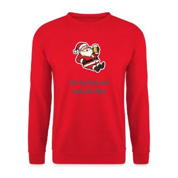 Weihnachts-Santa Feierlaune - Unisex Pullover - Rot - Vorne - Alina (178cm) & Michal (187cm)