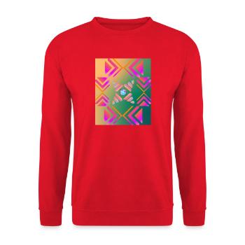 Moderne Kunst Grafik-Design 2 formen Linien Farben - Unisex Pullover - Rot - Vorne - Alina (178cm) & Michal (187cm)