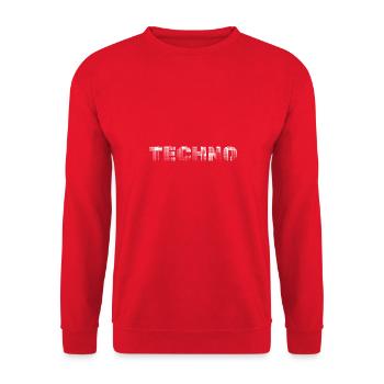 Techno Rave Raver Techno Club Techno Mukke - Unisex Pullover - Rot - Vorne - Alina (178cm) & Michal (187cm)