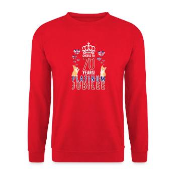Queen 70th Anniversary of the Throne 2022 70 Years Platinum Corgi - Unisex Sweatshirt - red - Front - Alina (178cm) & Michal (187cm)