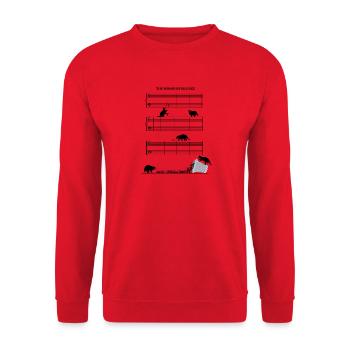 Sound Of Silence Notenblatt ohne Noten Waschbären - Unisex Pullover - Rot - Vorne - Alina (178cm) & Michal (187cm)