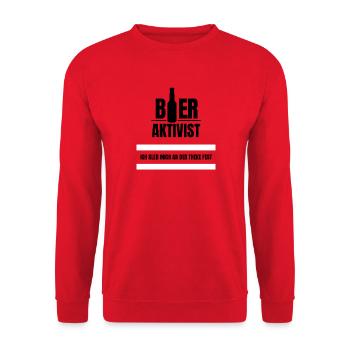 Bieraktivist - Ich kleb mich an der Theke fest! - Unisex Pullover - Rot - Vorne - Alina (178cm) & Michal (187cm)