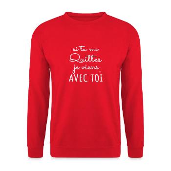 Je Viens Avec Toi | Humour Saint Valentin - Sweat-shirt Unisexe - rouge - Devant - Alina (178cm) & Michal (187cm)