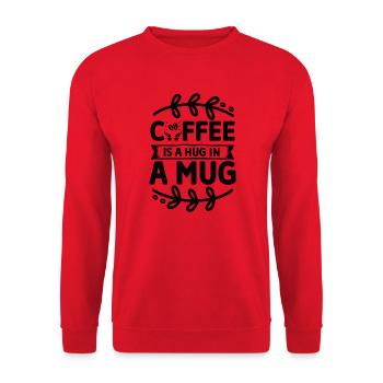 Coffee is a Hug in a Mug - Kaffeeliebe - Unisex Pullover - Rot - Vorne - Alina (178cm) & Michal (187cm)