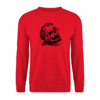 Verwachsener Totenschädel - Unisex Pullover - Rot - Vorne - Alina (178cm) & Michal (187cm)