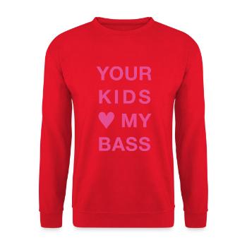 YOUR KIDS <3 MY BASS - Unisex Sweatshirt - red - Front - Alina (178cm) & Michal (187cm)
