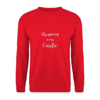 Le shopping est mon cardio - Sweat-shirt Unisexe - rouge - Devant - Alina (178cm) & Michal (187cm)