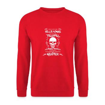 Hell and the devil leaves his throne - Unisex Sweatshirt - red - Front - Alina (178cm) & Michal (187cm)