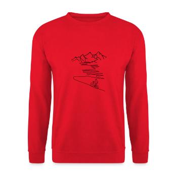 Rennrad mit Berg, Alpenpass - Unisex Pullover - Rot - Vorne - Alina (178cm) & Michal (187cm)