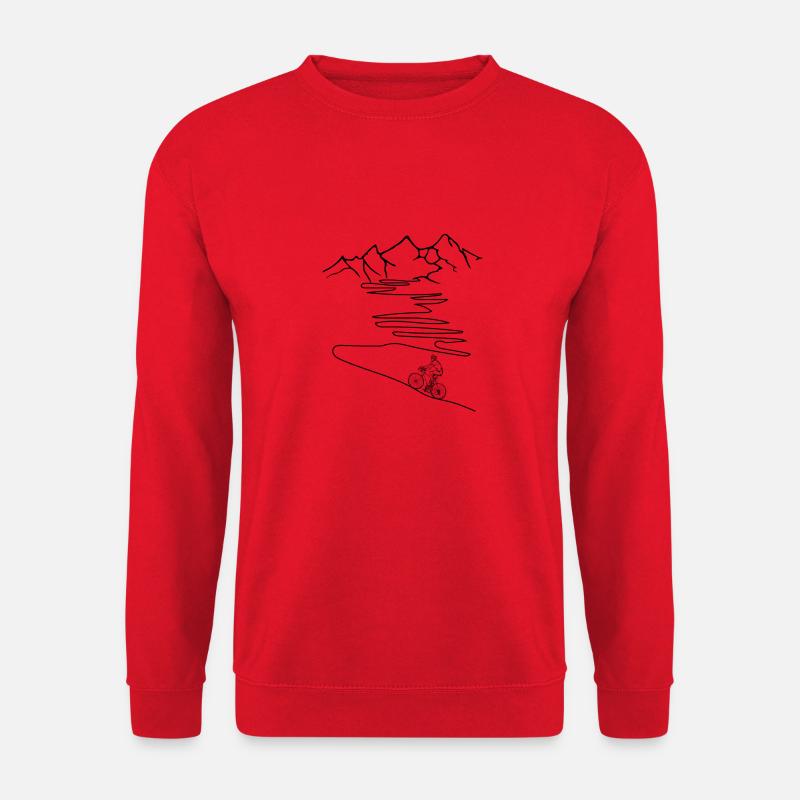 Racing bike with mountain, alpine pass - Unisex Sweatshirt - red