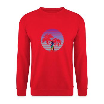 synth wave babe 80s miami style palms - Unisex Sweatshirt - red - Front - Alina (178cm) & Michal (187cm)