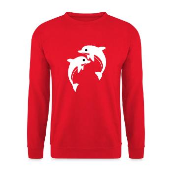 Dolphin dolphins - Unisex Sweatshirt - red - Front - Alina (178cm) & Michal (187cm)