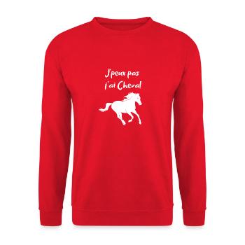 cheval amoureux J peux pas j ai Cheval - Sweat-shirt Unisexe - rouge - Devant - Alina (178cm) & Michal (187cm)