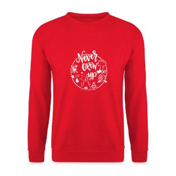 Never Grow Up - Unisex Sweatshirt - red - Front - Alina (178cm) & Michal (187cm)