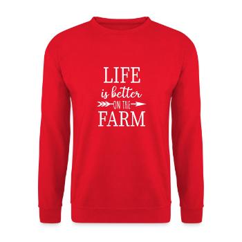 Life is Better on the Farm - Unisex Sweatshirt - red - Front - Alina (178cm) & Michal (187cm)