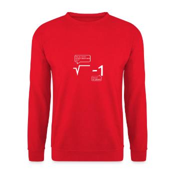 Mathe Mathematik Witz Wurzel und -1 - Unisex Pullover - Rot - Vorne - Alina (178cm) & Michal (187cm)