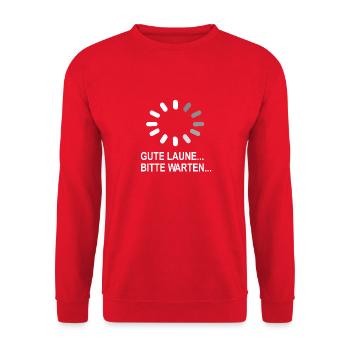 gute Laune please wait teen teenager schlechte - Unisex Pullover - Rot - Vorne - Alina (178cm) & Michal (187cm)