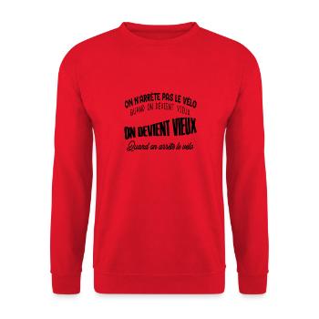 on n'arrête pas le vélo quand on devient vieux on - Sweat-shirt Unisexe - rouge - Devant - Alina (178cm) & Michal (187cm)