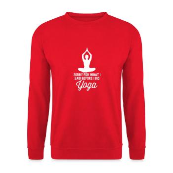 Sorry For What I Said Before I Did Yoga-Yoga Gift - Unisex Sweatshirt - red - Front - Alina (178cm) & Michal (187cm)