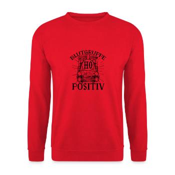 Blutgruppe H0 Positiv - Unisex Pullover - Rot - Vorne - Alina (178cm) & Michal (187cm)