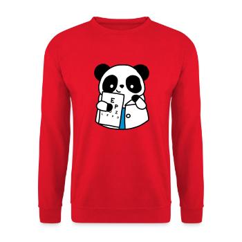 Augenarzt Optischer Panda - Unisex Pullover - Rot - Vorne - Alina (178cm) & Michal (187cm)