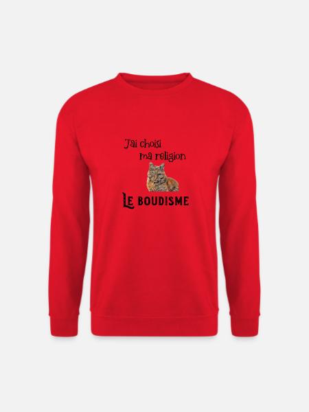 T.Shirt le boudisme ma religion chat boudeur - Sweat-shirt Unisexe - rouge