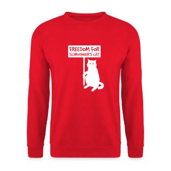 Freedom for Schrodinger's cat, sarcastic shirt - Unisex Sweatshirt - red - Front - Alina (178cm) & Michal (187cm)