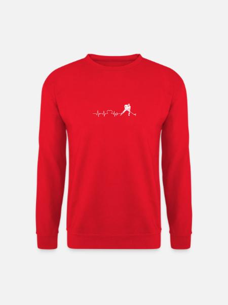 Eishockeyspieler Cool Heartbeat Hockey Liebhaber Pun - Unisex Pullover - Rot
