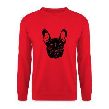 Bulldog français chiot - Sweat-shirt Unisexe - rouge - Devant - Alina (178cm) & Michal (187cm)