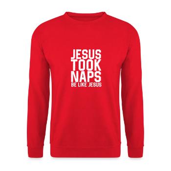 Jesus Took Naps Be Like Jesus - Unisex Pullover - Rot - Vorne - Alina (178cm) & Michal (187cm)
