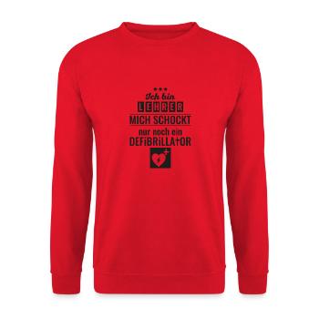 Lehrer defibrillator Geschenk Schule Professor - Unisex Pullover - Rot - Vorne - Alina (178cm) & Michal (187cm)
