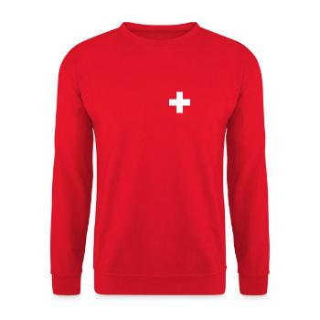 Switzerland Cross Swiss Flag Schwiiz Decoration - Unisex Sweatshirt - red - Front - Alina (178cm) & Michal (187cm)