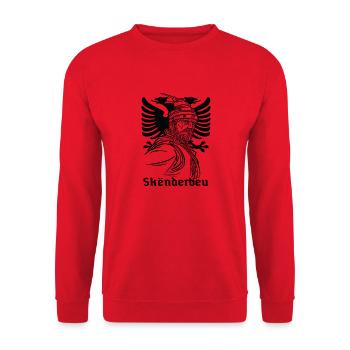 Albanien Flagge Adler Skanderbeg Illyrian Shqip - Unisex Pullover - Rot - Vorne - Alina (178cm) & Michal (187cm)