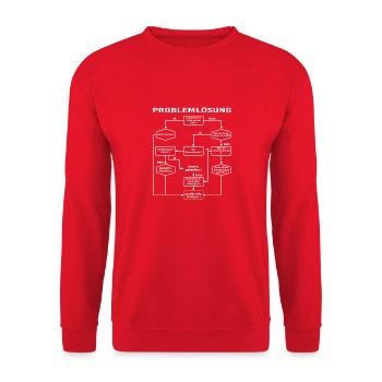 Problemlösung Prozess Diagramm, Männerprobleme - Unisex Pullover - Rot - Vorne - Alina (178cm) & Michal (187cm)