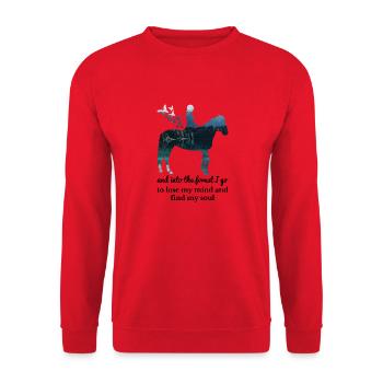 Dressage de passe-temps de sport de cheval de cadeau de forêt - Sweat-shirt Unisexe - rouge - Devant - Alina (178cm) & Michal (187cm)
