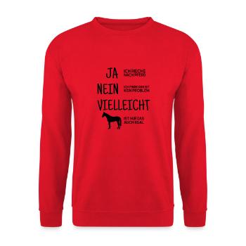 Pferd Geschenk Hobby Sport Dressur - Unisex Pullover - Rot - Vorne - Alina (178cm) & Michal (187cm)
