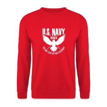 U S Navy Seals The Only Easy Day Was Yesterday - Unisex Sweatshirt - red - Front - Alina (178cm) & Michal (187cm)